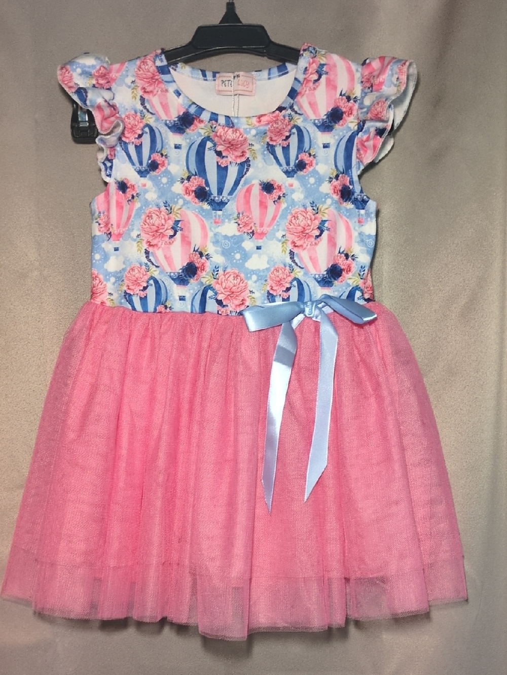 Petit Bateau Pink and Blue Hot Air Balloon Tulle Dress